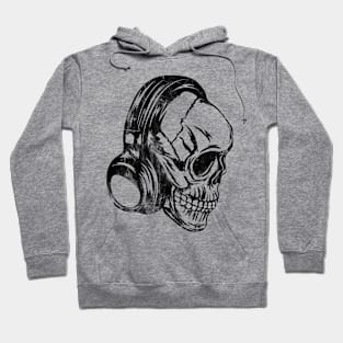 Skull Headphones Distressed Hoodie